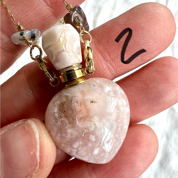 Cherry Blossom Agate POISON Essnetial Oil Bottle Neckace Pendant - Picture 3 of 9